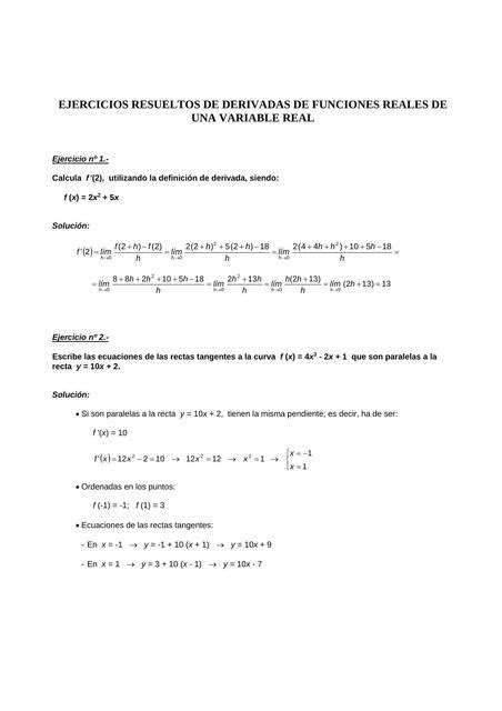 Problemas de aplicación de derivadas resueltos en funciones reales