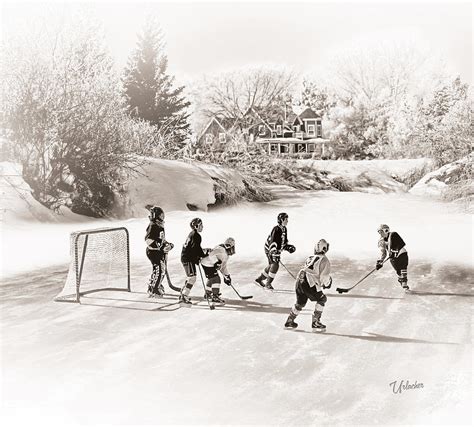 Frozen Pond Hockey Digital Art By Elizabeth Urlacher Fine Art America