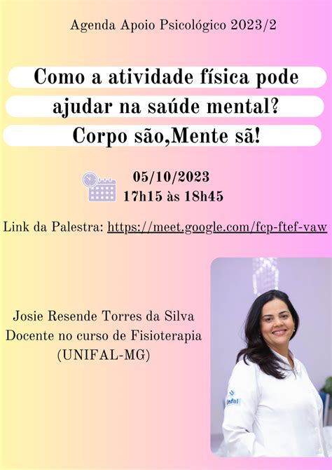 Palestra Como a Atividade Física pode ajudar na saúde mental Corpo