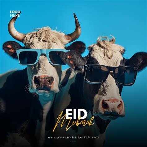 Premium Psd Eid Al Adha Mubarak Islamic Festival Two Cow Social Media