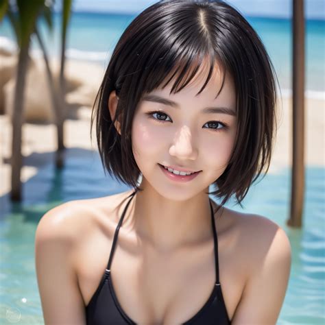 A Close Up Of A Woman In A Black Bikini Posing In A Pool Seaart Ai
