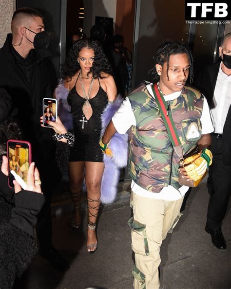 Pregnant Rihanna Flashes Her Nude Tits In A See Through Dress In Milan