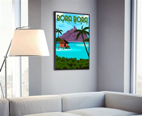 BORA BORA Travel Poster Bora Bora Island Cityscape and | Etsy