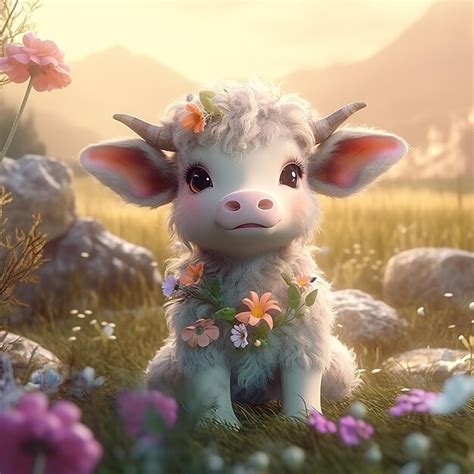 Premium AI Image | cute cow illustration