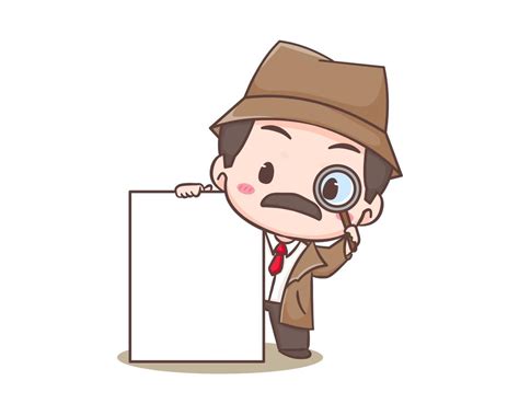 Lindo Personaje De Mascota De Dibujos Animados De Detectives Arte Vectorial De Ilustración