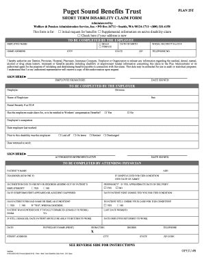 Fillable Online Short Term Disability Claim Form Wpas Inc Fax Email