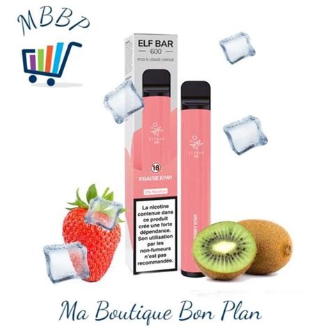 ELFBAR 2x FRAISE KIWI VAPE PEN JETABLE 20 Mg 600 PUFF Cdiscount Au