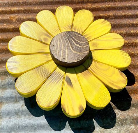 Yellow Wooden Daisy Wallflower Etsy