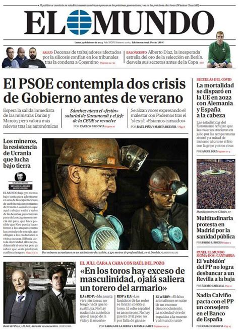 Cover Of EL MUNDO For Monday February 13 2023 Teller Report