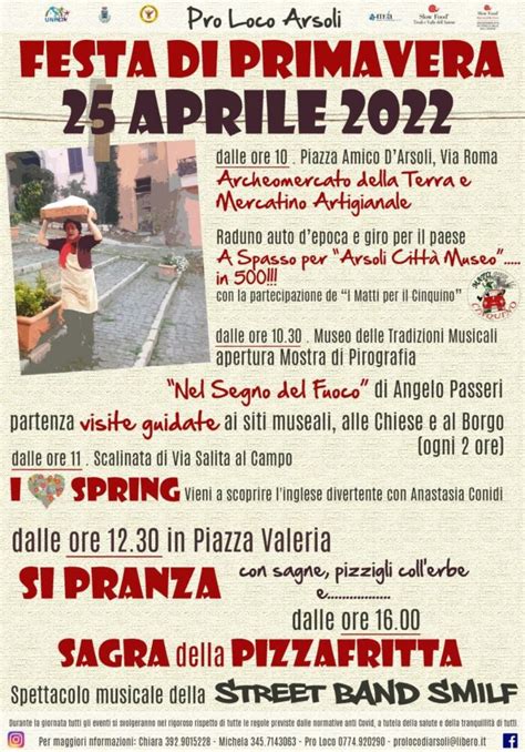 Festa Di Primavera E Sagra Della Pizzafritta Arsoli Lazio Nascosto