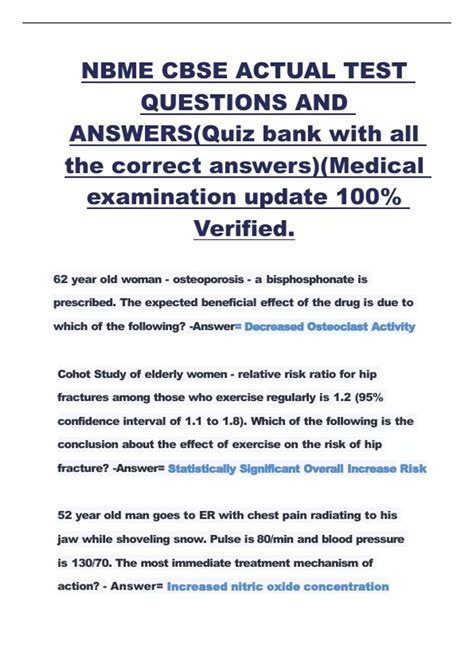 NBME CBSE ACTUAL TEST QUESTIONS AND ANSWERS NBME CBSE ACTUAL Stuvia US