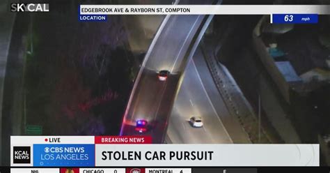 Officers In Pursuit Of Stolen Vehicle In Compton Cbs Los Angeles