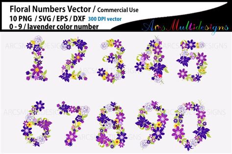 Floral Number SVG Lavender Floral Numbers