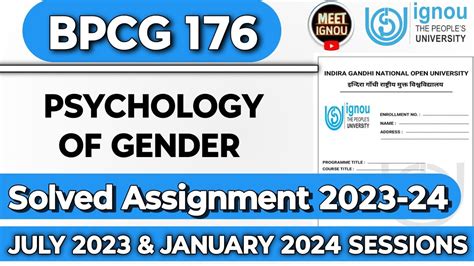 Bpcg Solved Assignment Psychology Of Gender Bpcg