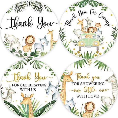 80 Jungle Safari Thank You Stickers Baby Shower Thank You Stickers