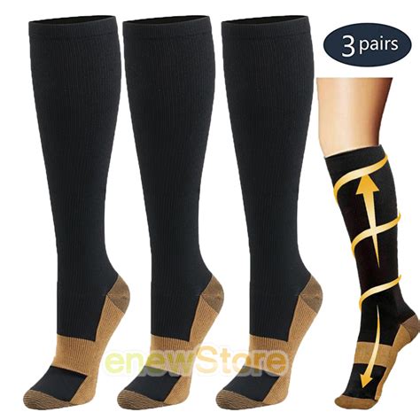 3 Pairs S Xxxl Compression X Socks Knee High 20 30mmhg Graduated Mens Womens Ebay