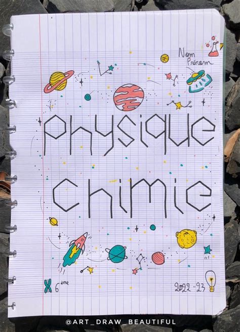 Page de garde physique chimie Illustrations de carnet à dessins