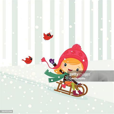 Kids Snow Sledding High Res Illustrations Getty Images