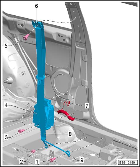 Seat Leon 2013 2020 Manual de Taller Cuadro de montaje Cinturón de