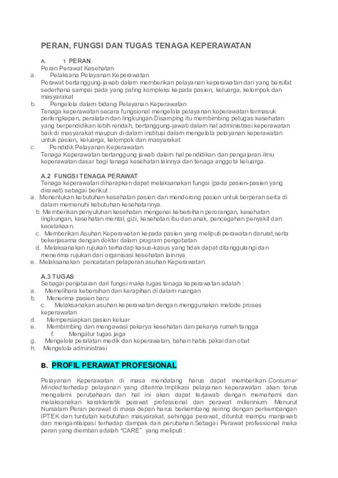 Doc Peran Fungsi Dan Tugas Tenaga Keperawatan