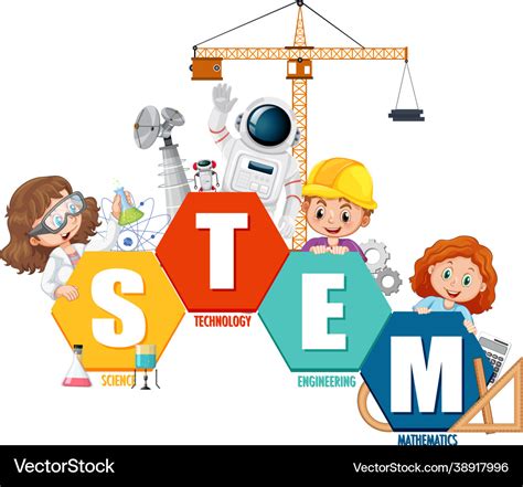 Stem education logo banner with kids cartoon Vector Image