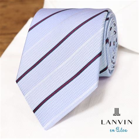 【未使用】1円 Lanvin En Bleu ネクタイ ハンドメイド 美艶シルク100％ ジャガード ストライプ フランス製 スタイリッシュ