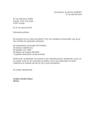 Carta De Envio PDF