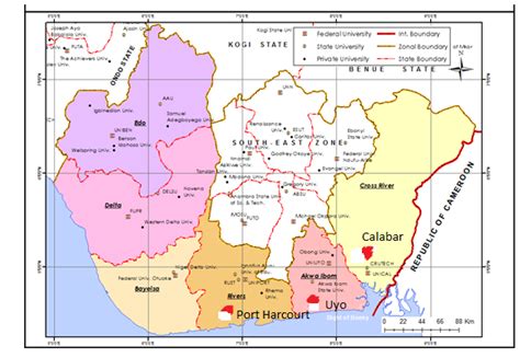 Map showing the six states of South-South Region and the cities of Port... | Download Scientific ...