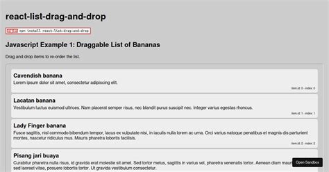 React List Drag And Drop Examples CodeSandbox