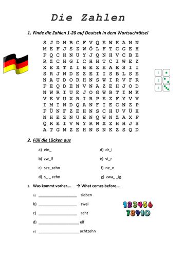 Die Zahlen (German numbers) worksheet by kimmccarney - Teaching ...