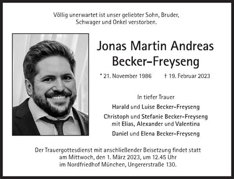 Traueranzeigen Von Jonas Martin Andreas Becker Freyseng Sz Gedenken De