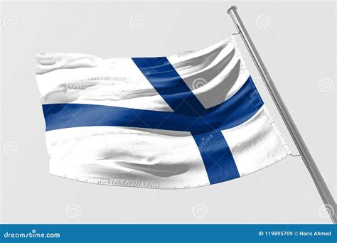 Isolated Finland Flag Waving 3d Realistic Finland Flag Rendered Stock