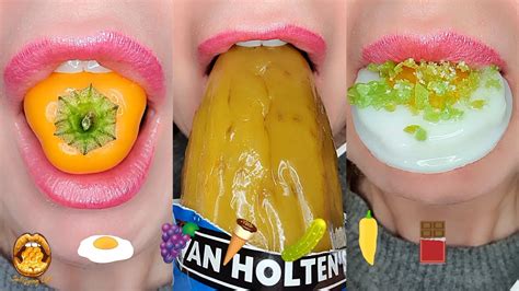 Asmr Eating Satisfying Tiktok Emoji Food Challenge Van Holtens Pickle