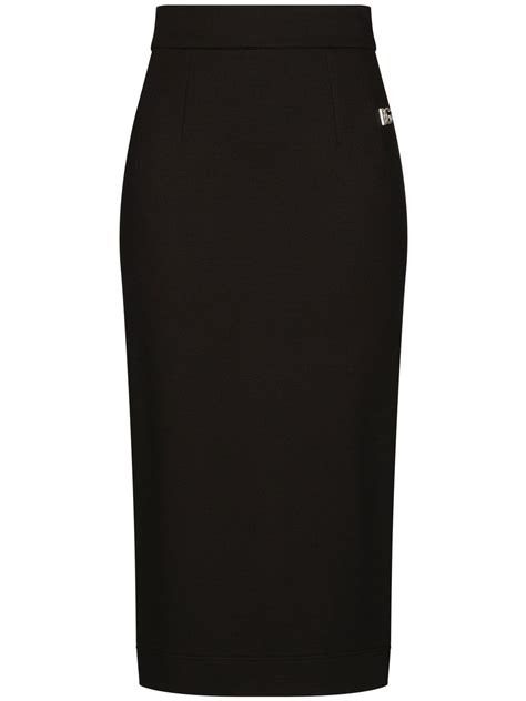 Dolce And Gabbana Milano Rib Midi Skirt Black Farfetch