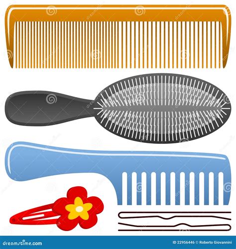 Comb And Hairbrush Set Stock Vector Illustration Of Hairclips 22956446