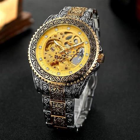 Men’s Luxury Gold Skeleton Watch | Skeleton mechanical watch, Watches ...