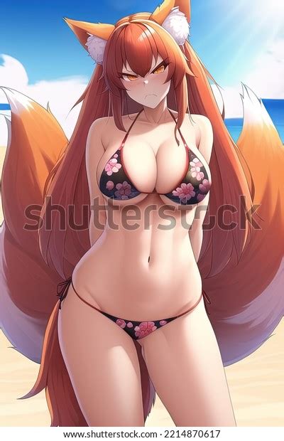 Anime Bikini Fox Girl Beach Stock Illustration Shutterstock