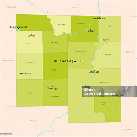 Il Winnebago County Vector Map Green Stock Illustration Download