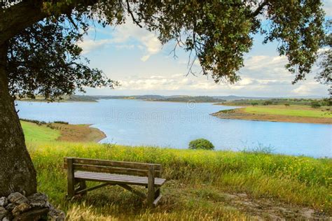 Alqueva Dam In Villanueva Del Fresno Extremadura Badajoz Spain Stock