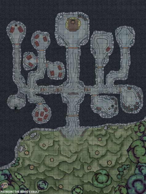 Goblin Caves 30x40 Encounter Map Dndmaps Dungeon Maps Dnd World Map Fantasy Map