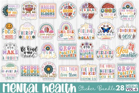 Big Mental Health Sticker Bundle Graphic By Craftart · Creative Fabrica