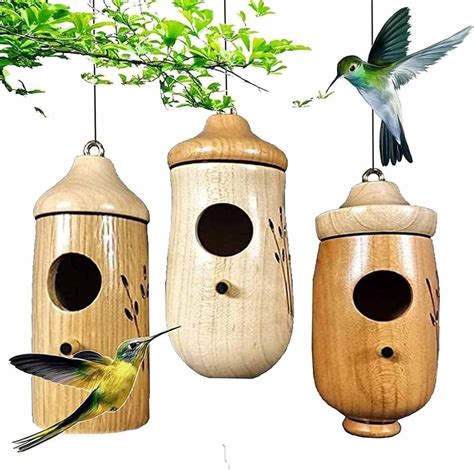 Shirem Wooden Hummingbird House Hummingbird Feeders For Outdoors Bird