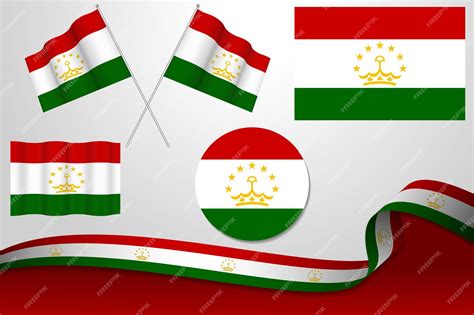 Premium Vector Set Of Tajikistan Flags In Different Designs Icon