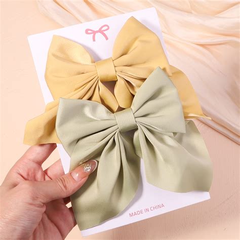 2Pcs Set Coreanos Femininos Grampos De Cabelo Sweet Big Bowknot Hair