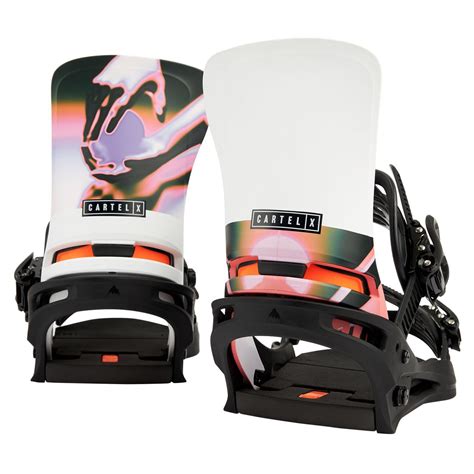 Burton Mens Cartel X Reflex Snowboard Binding Black White Graphic