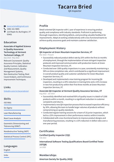 Top 16 Qa Inspector Resume Objective Examples Resumecat