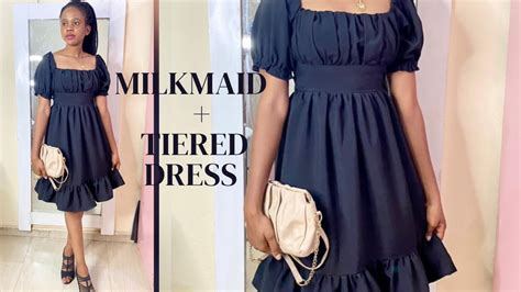 How To Cut And Sew A Milkmaid Dress Tiered Dress Easy Tutorial Youtube