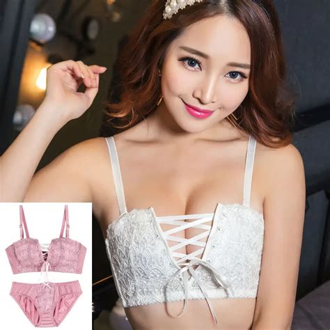 Vintage Lace Bra Suit Straps Hollow Damask Bralette Set White Sexy