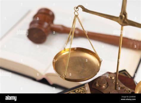 Scale And Judge Gavel On A Wooden Desk Law And Justice Concept Stock