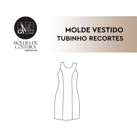 Molde Vestido Tubinho Recortes Tm 38 Ao 44 By Marlene Mukai Em